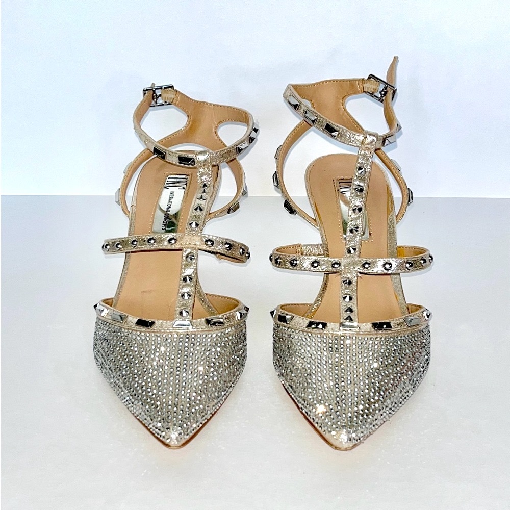 INC International Concepts Sparkly Pointy-Toed Strappy Heels Size 5.5